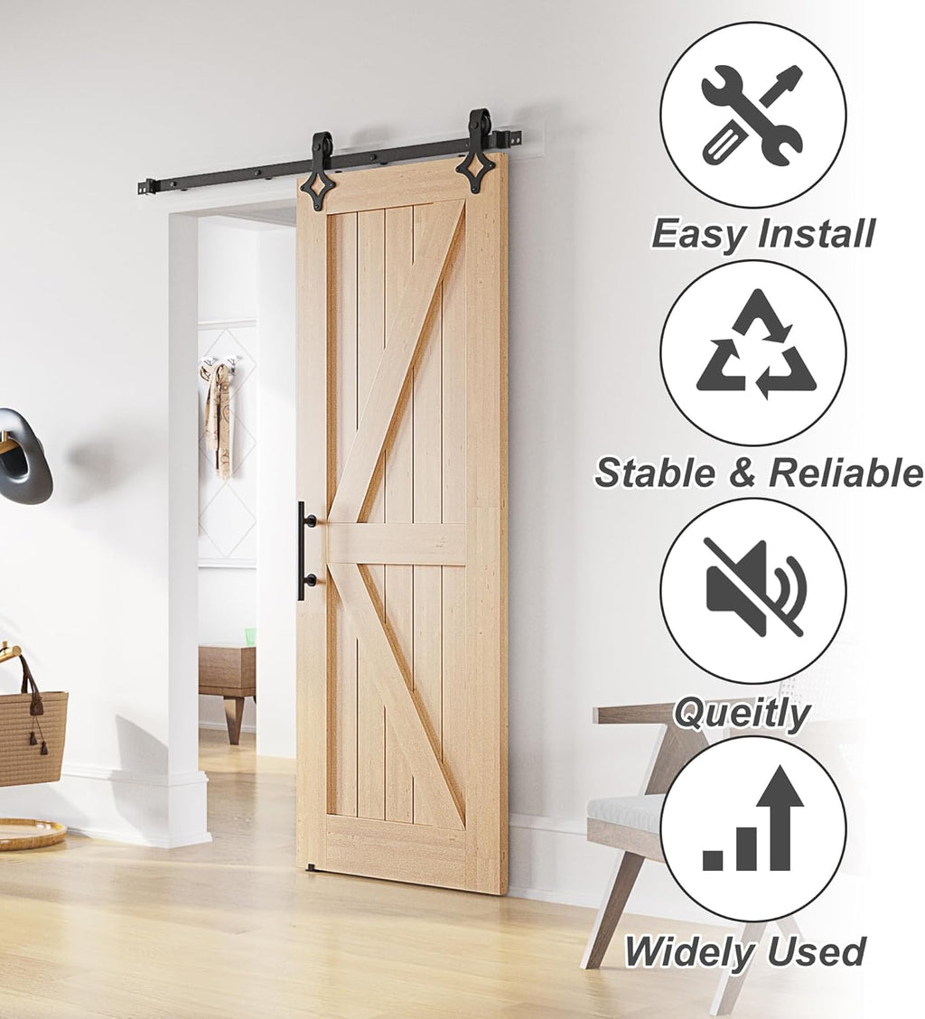 SANKEYTEW 6FT Sliding Barn Door Kit – Heavy Duty Steel Track Black