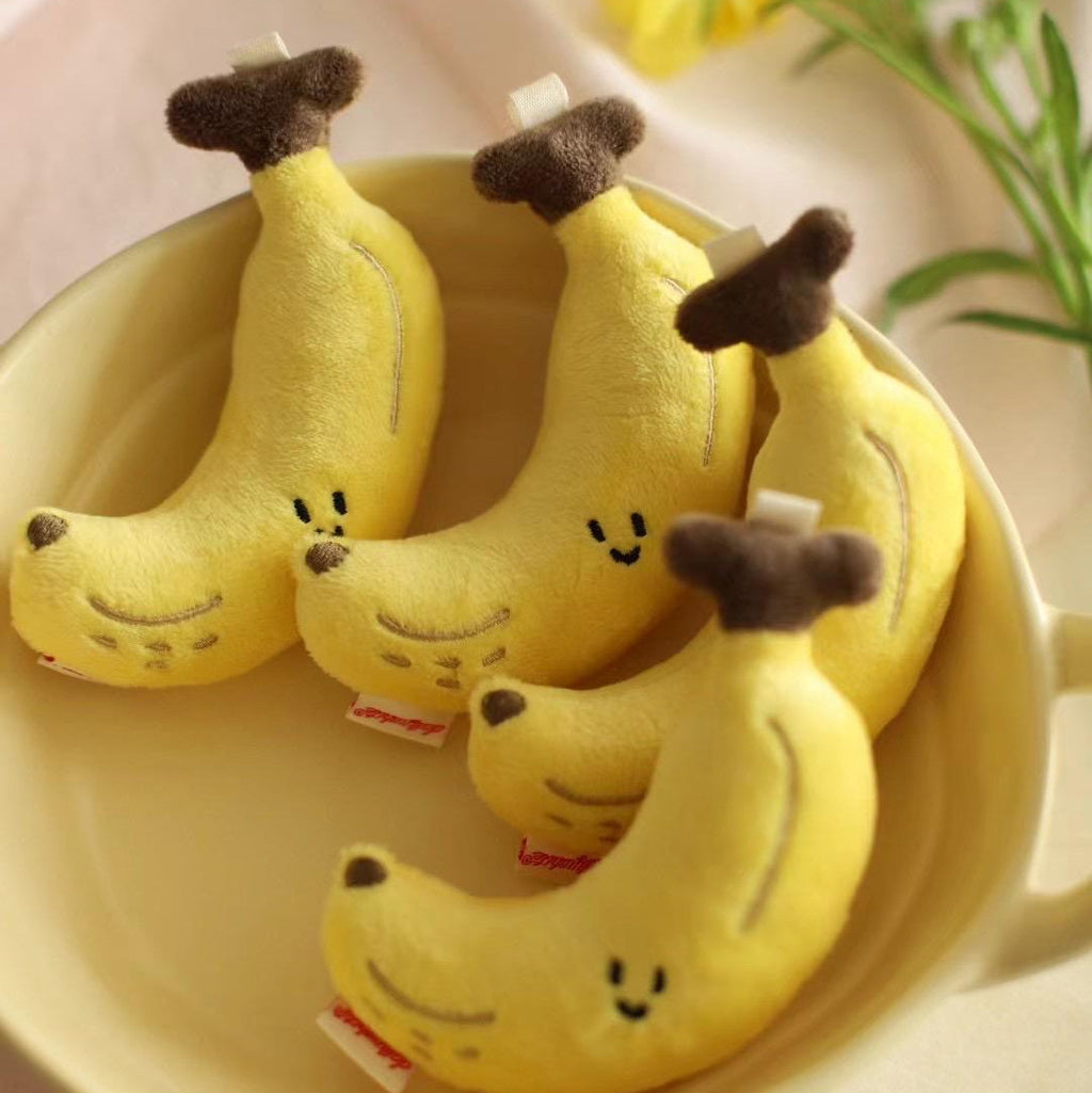 LuLuFun Studio Banana Plush Bag Charm – Soft Kawaii Food Keychain