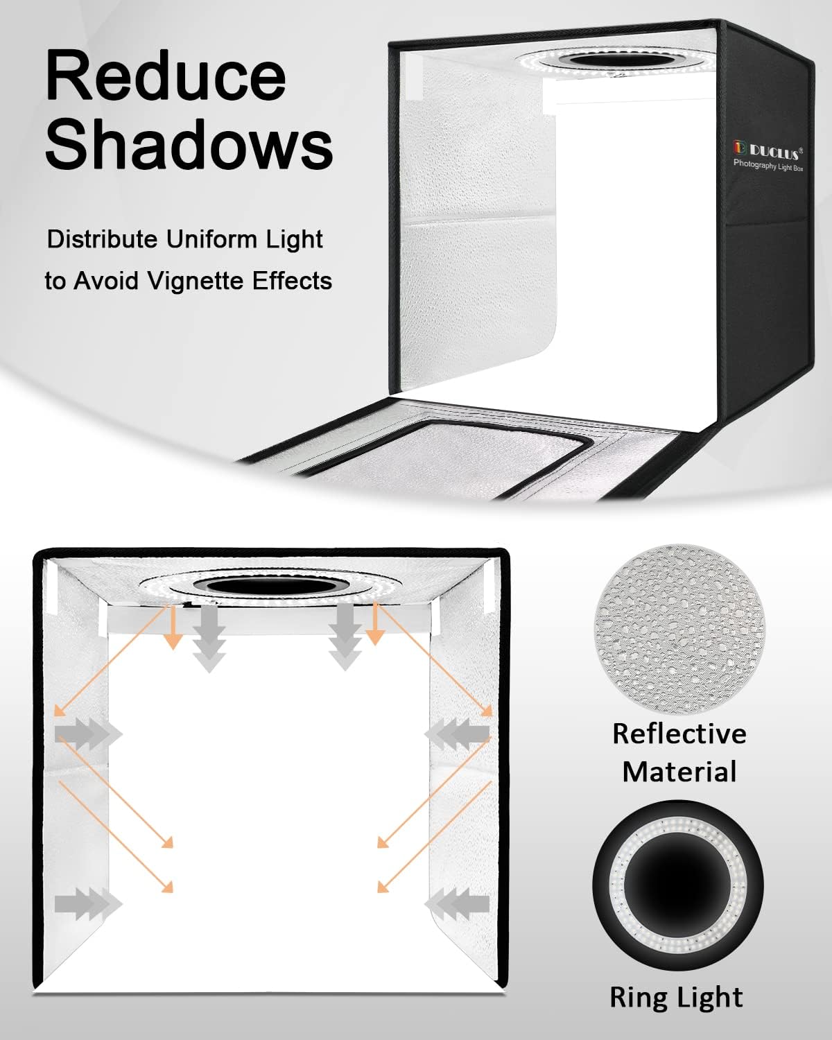 DUCLUS 40x40cm Photo Light Box | 160 LED Studio with 8 Backdrops