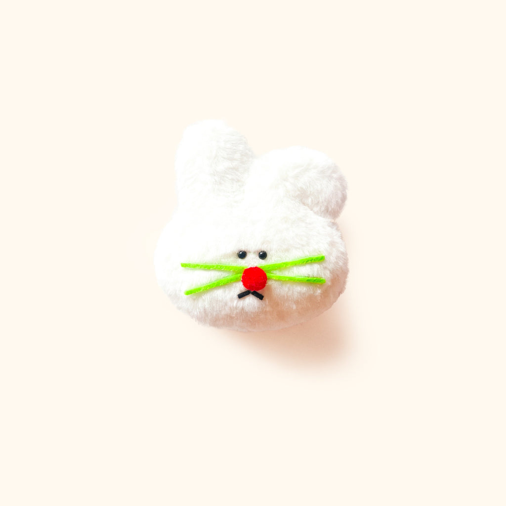 LuLuFun Studio White Fold-ear Bunny Plush Charm - Handmade Polar Fleece