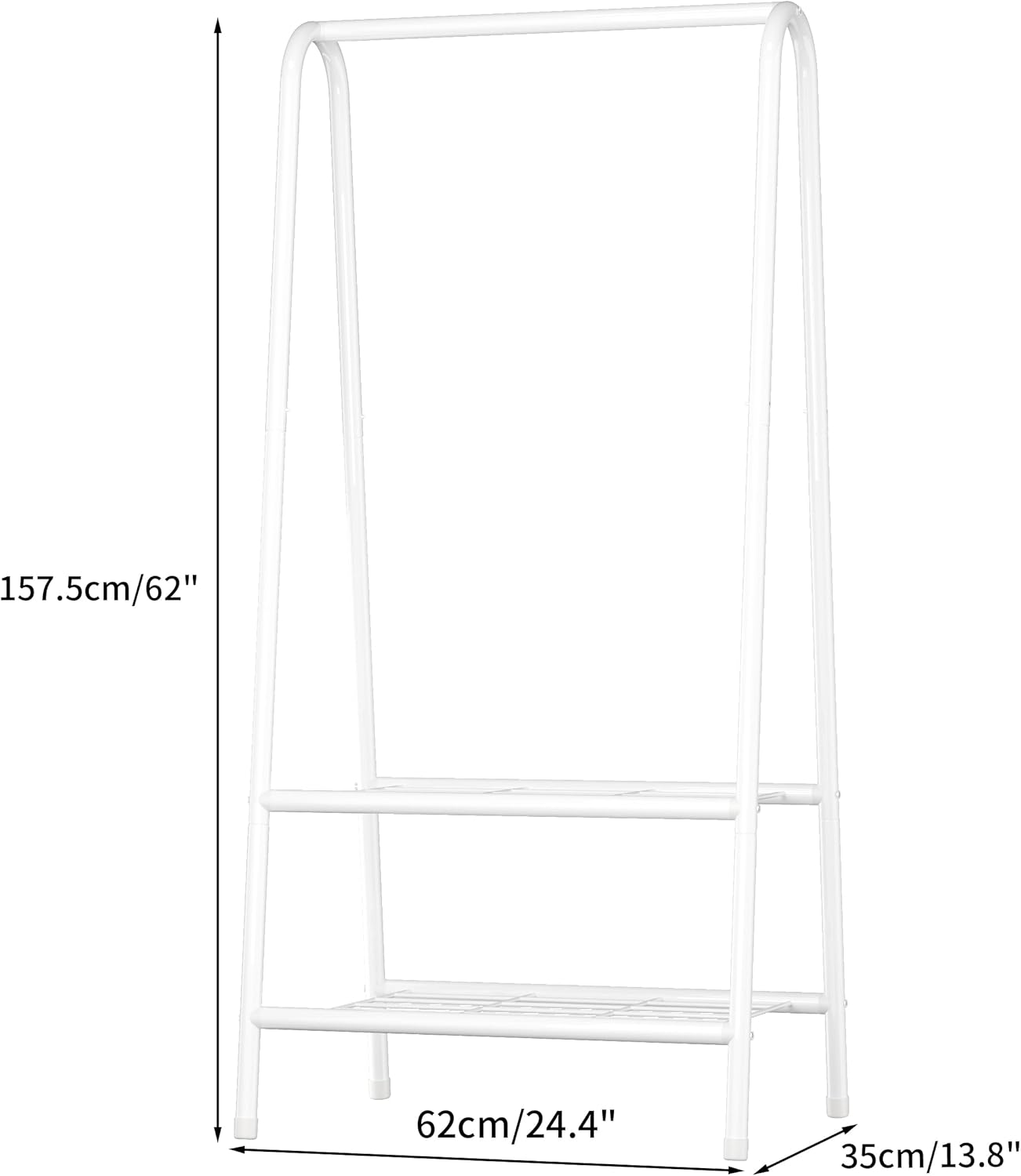 Joiscope Metal Clothing Rack – 62 Inch Sturdy Garment Rail with 2 Shelves