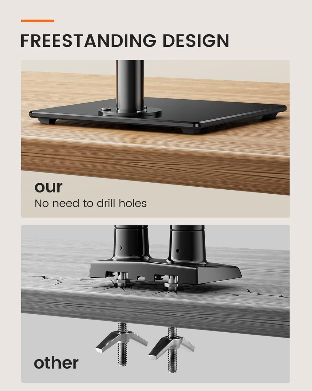 ErGear Single Monitor Stand – Freestanding VESA Mount for 13-32 Inch