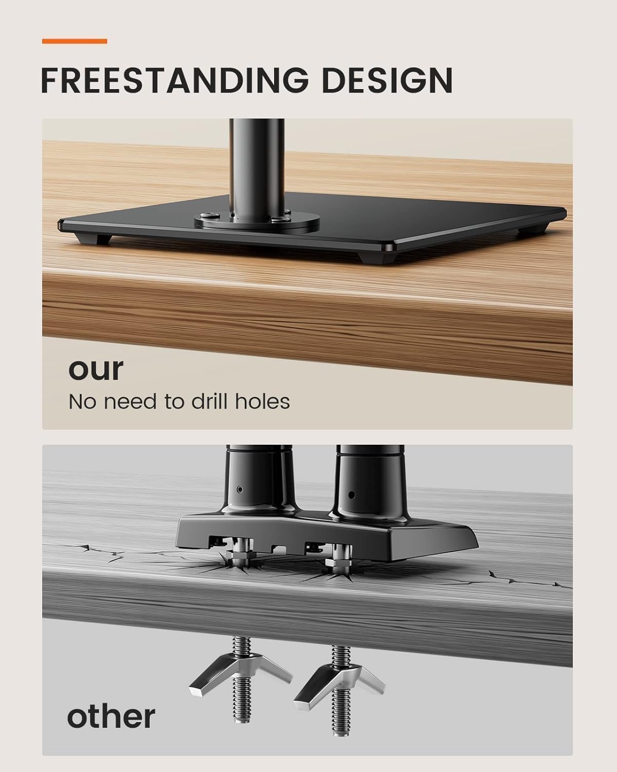 ErGear Single Monitor Stand – Freestanding VESA Mount for 13-32 Inch