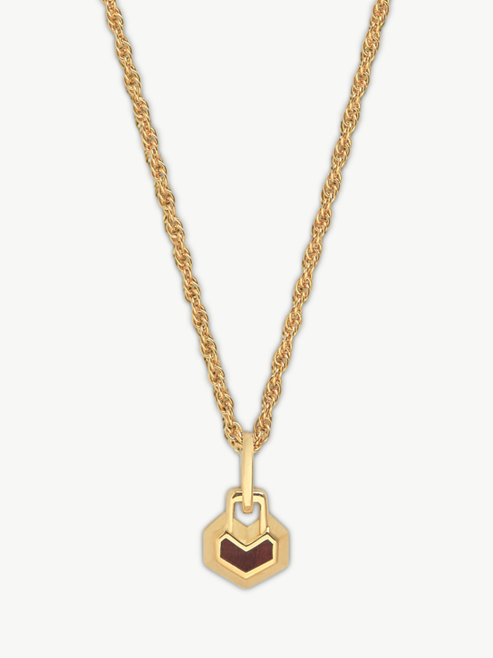 No More Nobody Daryl Red Tiger Eye Heart Necklace - 18k Gold Plated 22"