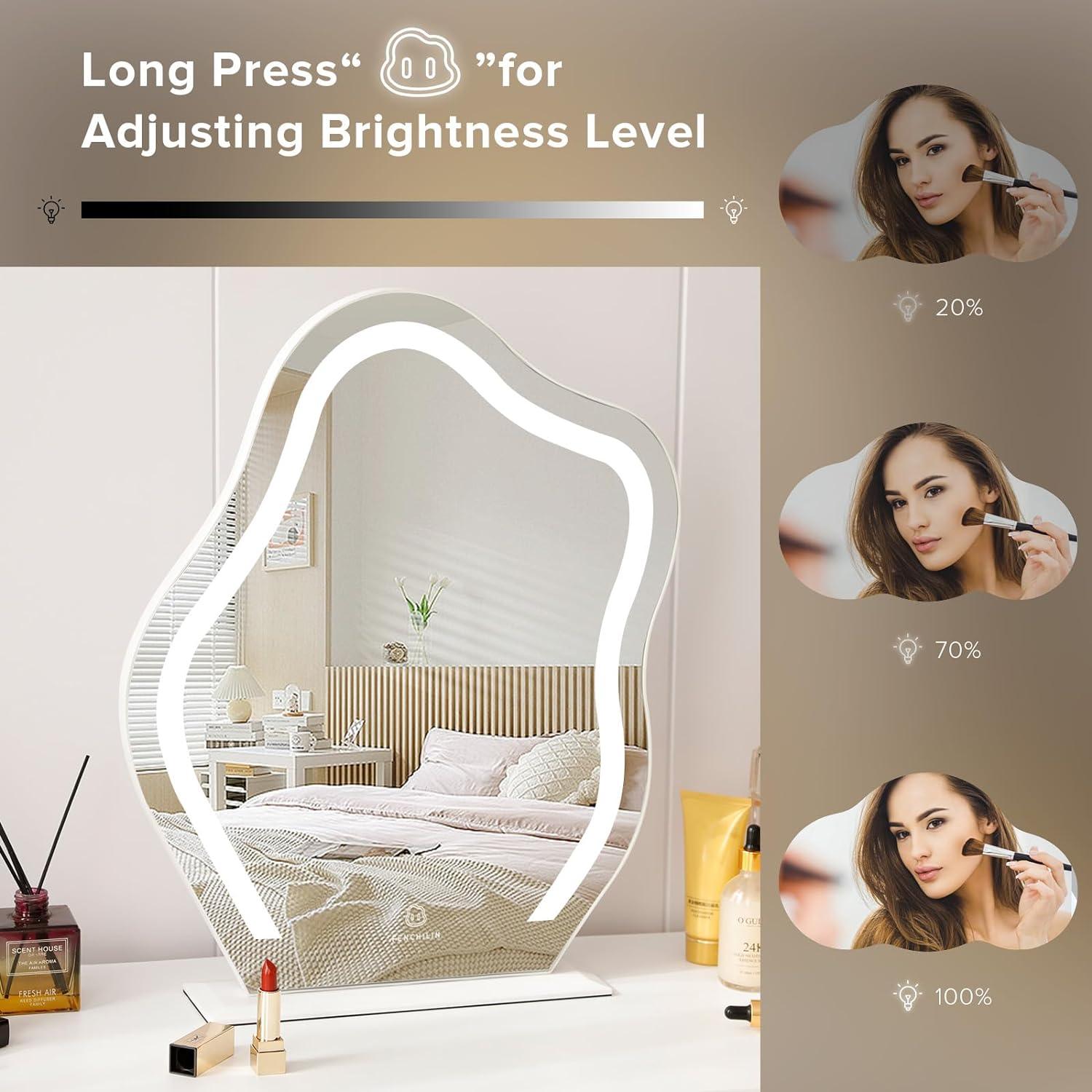 FENCHILIN Cloud Shape Vanity Makeup Mirror with Lights | 17.7x21.6in