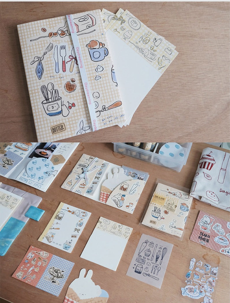 A Gator Life Cream Bunny Journaling Material Pack - 20pc Stationery Kit