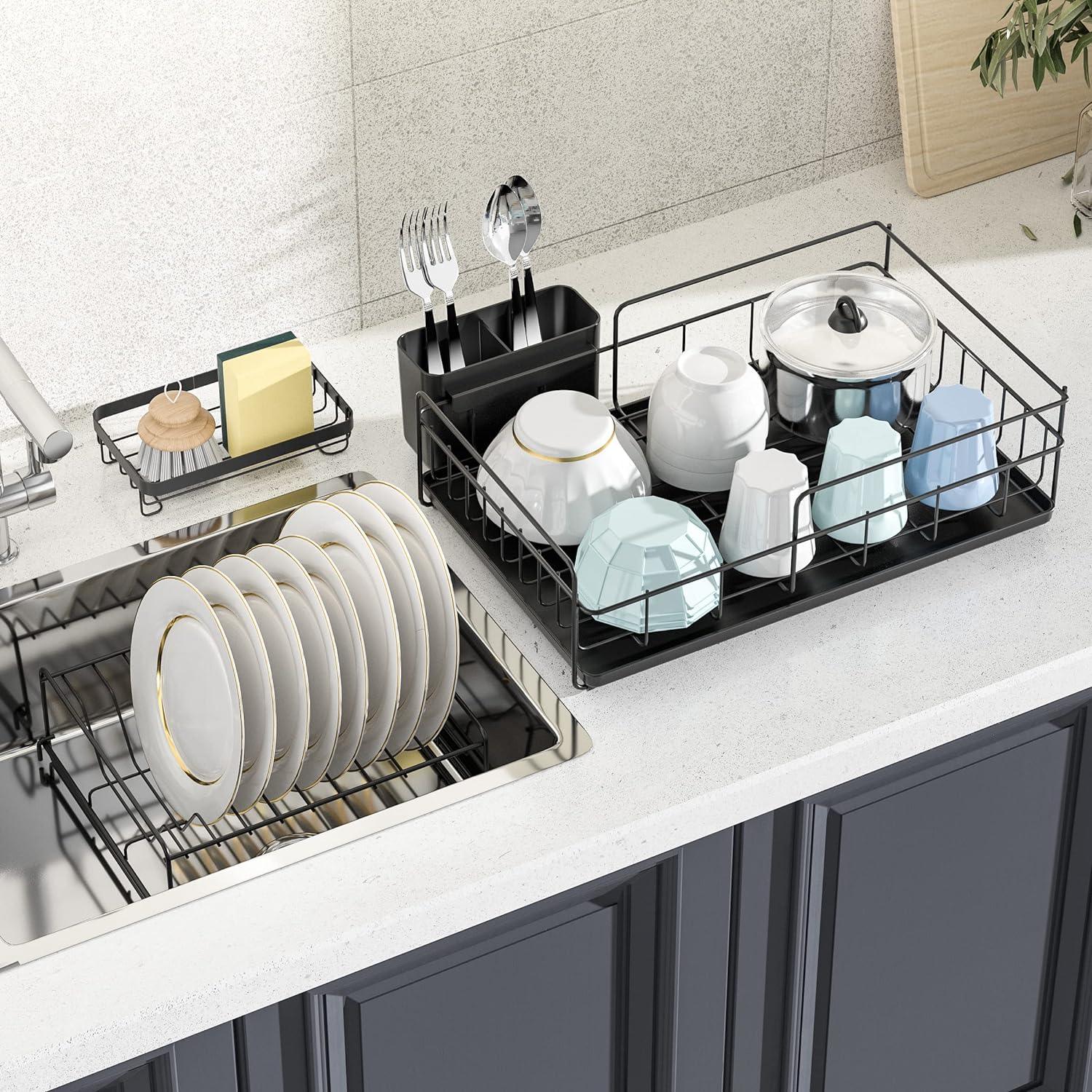 KINGRACK 2 Tier Dish Drainer Rack | Chrome Kitchen Drying Rack
