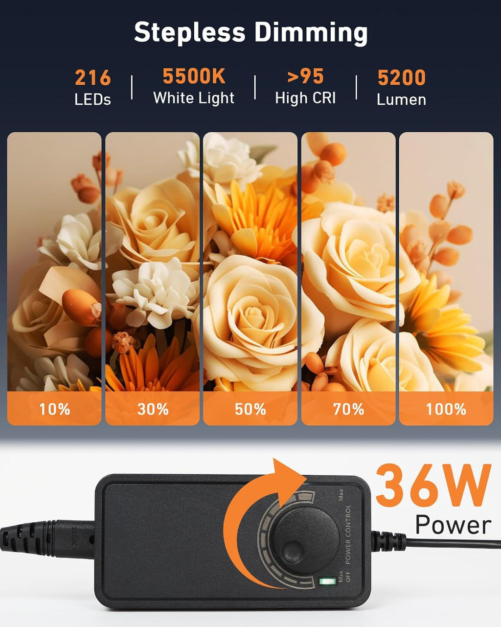 DUCLUS 60cm Photography Light Box | 50W Dimmable LED Studio with 6 Backdrops