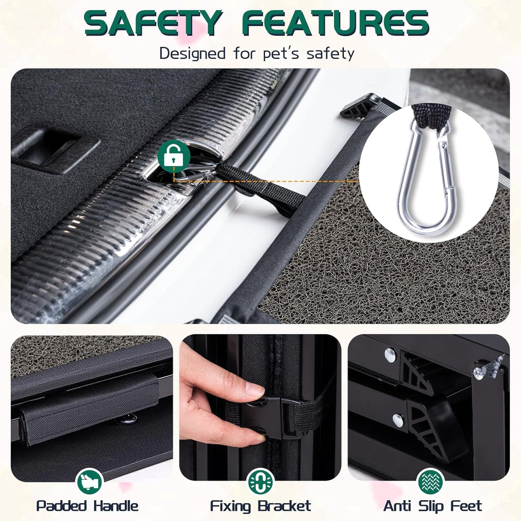 CJYMMFAN 170cm Folding Dog Car Ramp | Non-Slip Aluminum Pet Steps for SUVs