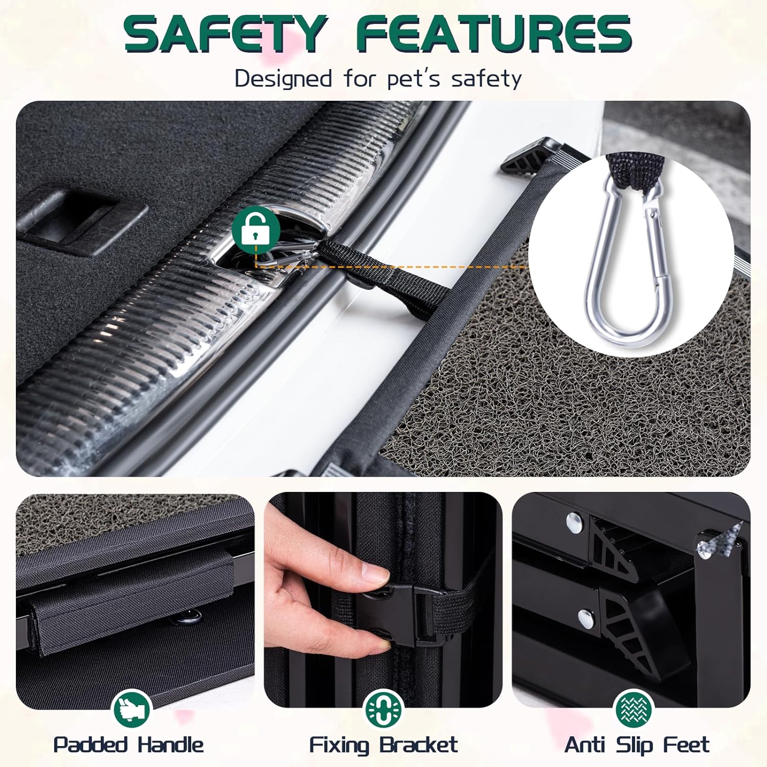 CJYMMFAN 170cm Folding Dog Car Ramp | Non-Slip Aluminum Pet Steps for SUVs