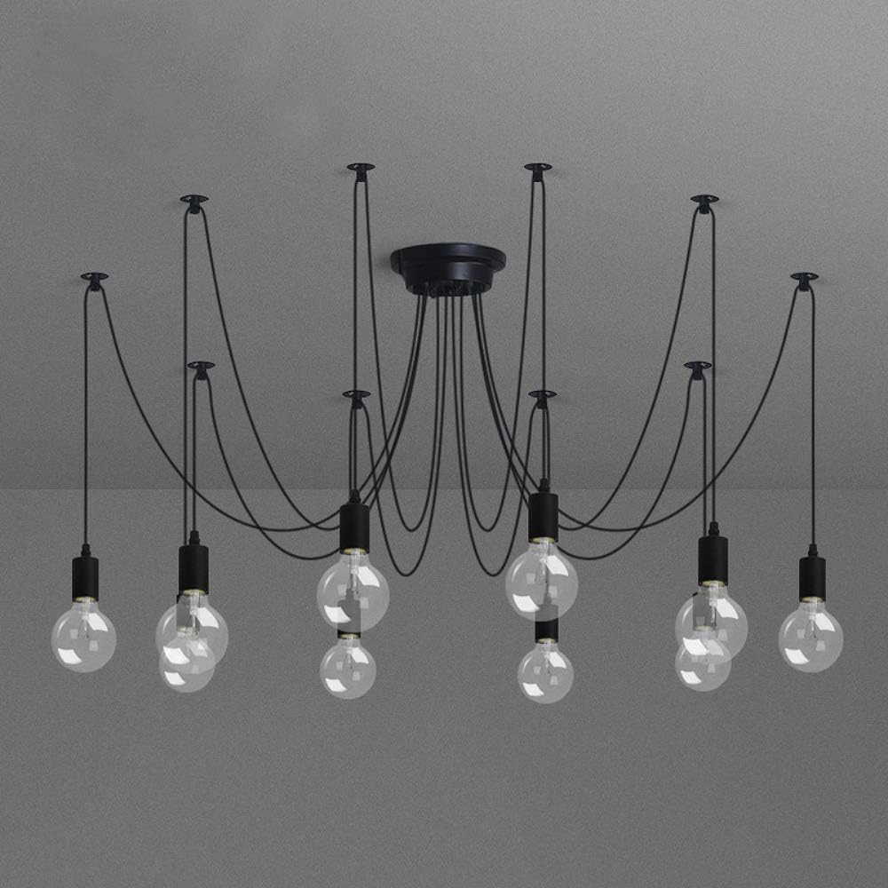Lightsjoy 10-Socket Spider Pendant Light – Retro Industrial Ceiling Lamp