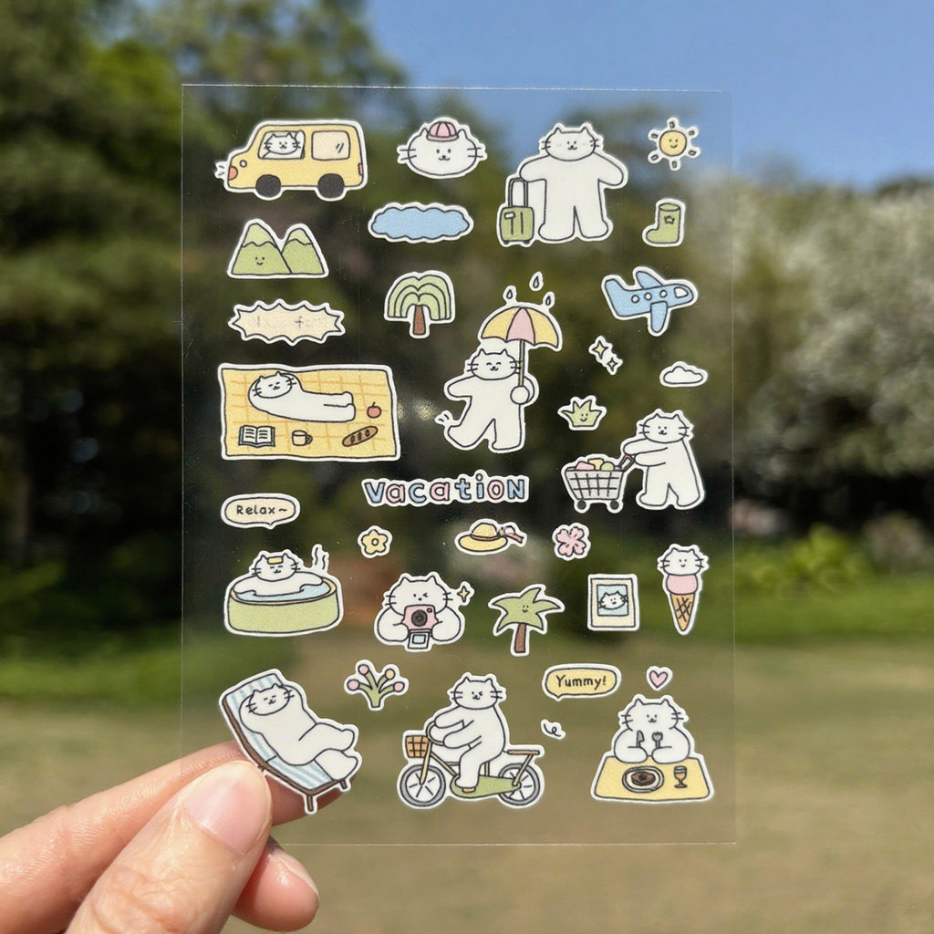 Mini Kitty Summer Sticker Sheet for Planners by LuLuFun Studio