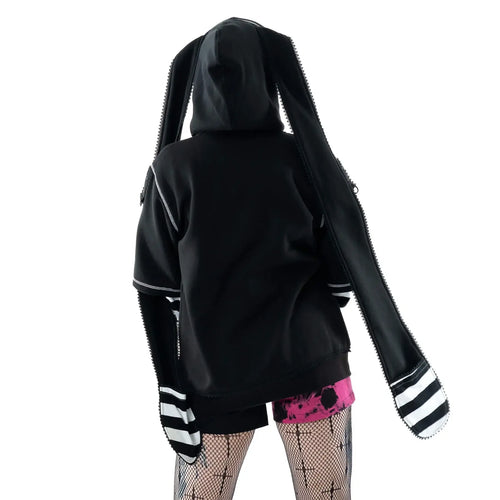 Cupcake Cult Hypno Bunny Hood – Black & White Cotton Blend Hooded Scarf