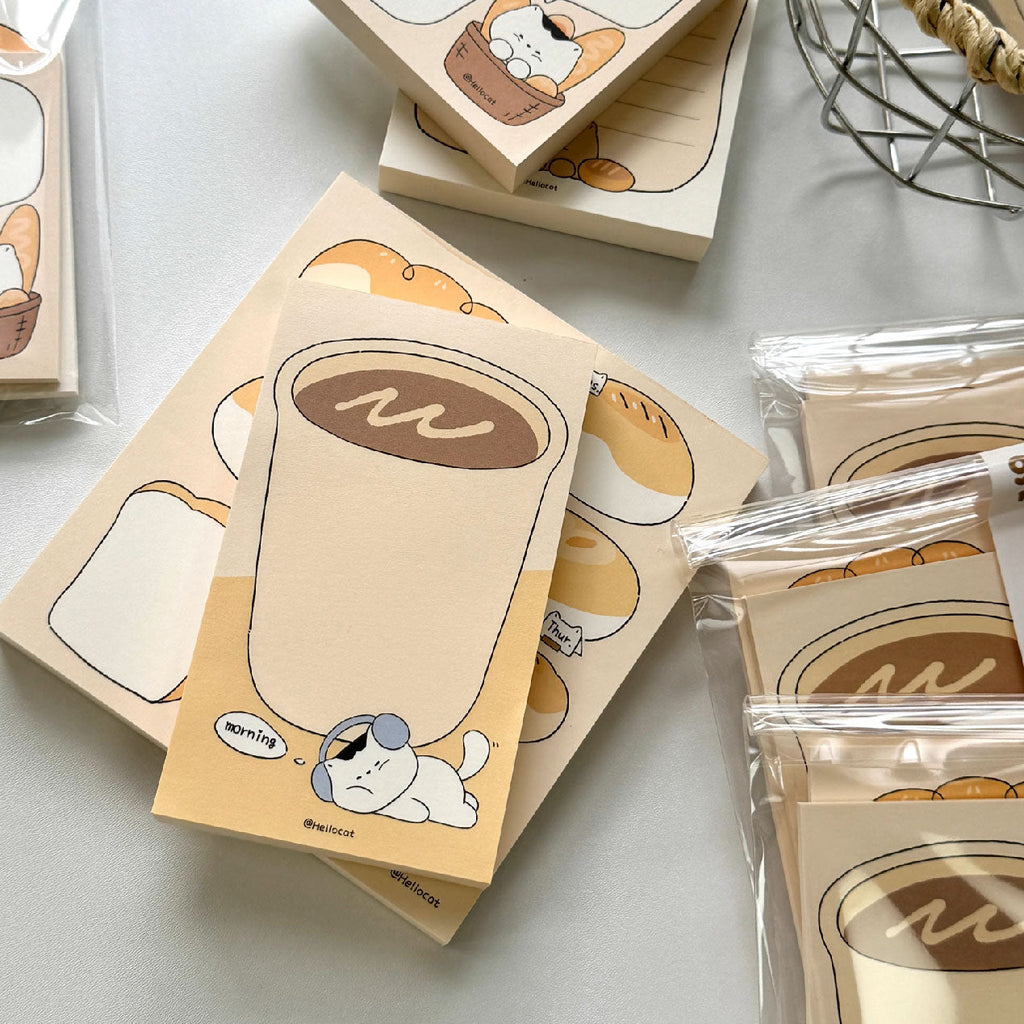 LuLuFun Studio Bread Cat Memo Note Pad – 50 Sheets Cute Stationery