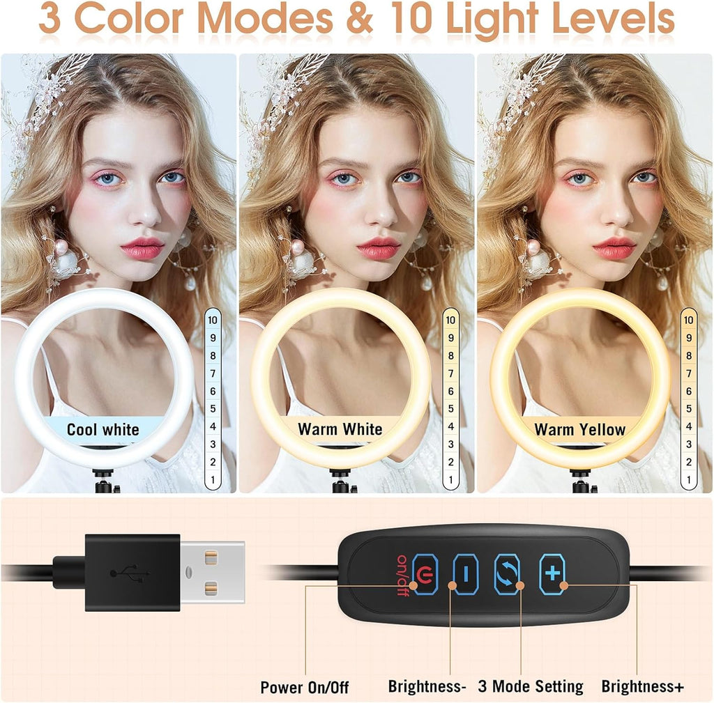 LIPETY 13'' Selfie Ring Light with Tripod Stand and Phone Holder