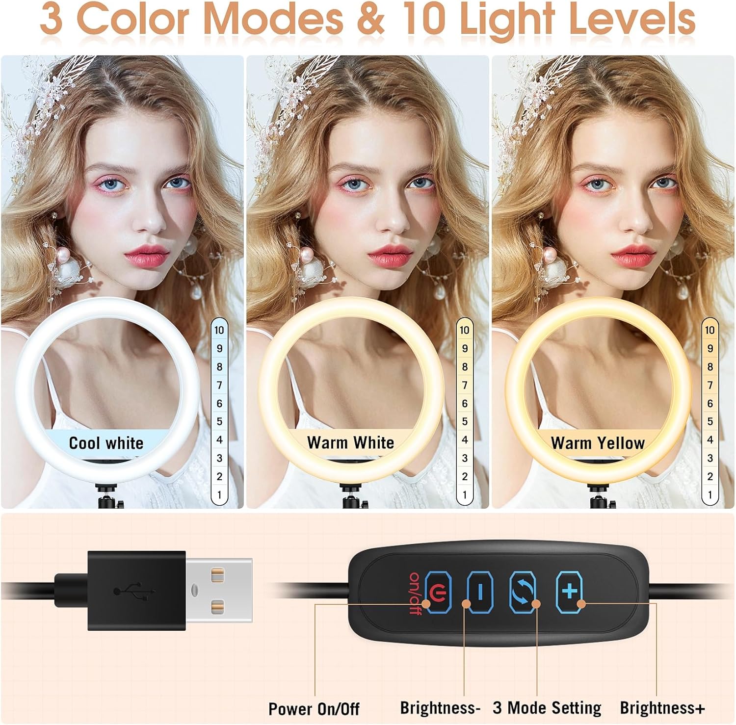 LIPETY 13'' Selfie Ring Light with Tripod Stand and Phone Holder
