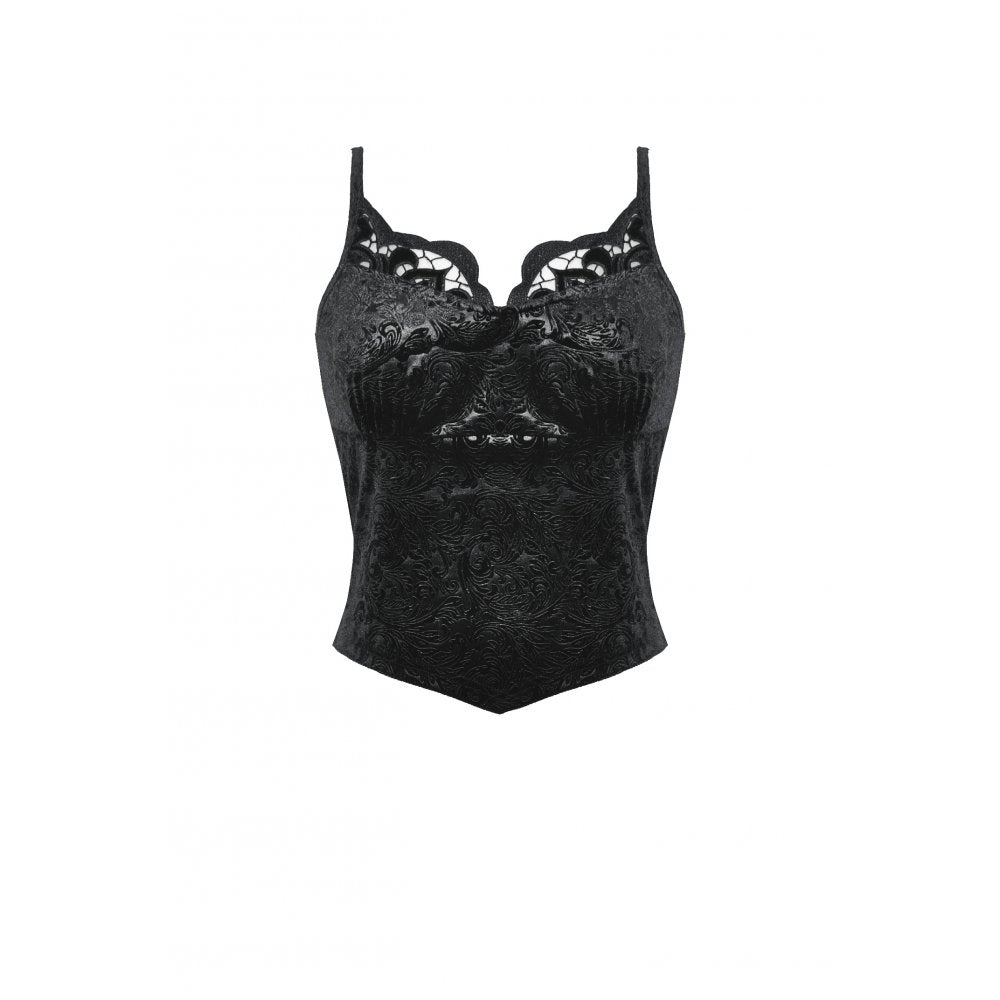 Dark in Love Freya Gothic Camisole – Embossed Velvet Lace Top