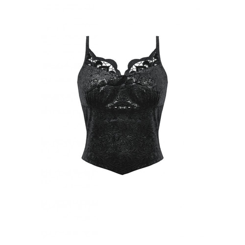 Dark in Love Freya Gothic Camisole – Embossed Velvet Lace Top