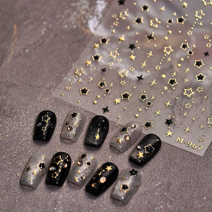 LuLuFun Studio Gold Star Nail Deco Stickers - Ultra-Thin DIY Nail Art