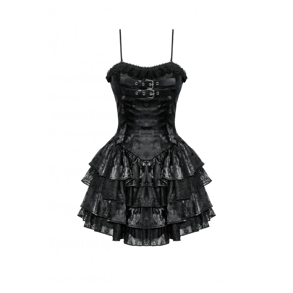 Dark in Love Harriet Punk Shiny PU Leather Layered Corset Dress