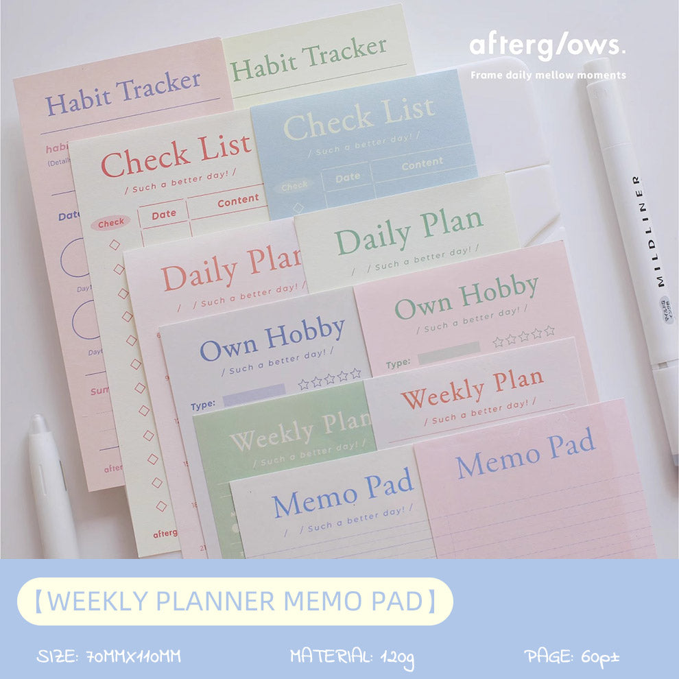 LuLuFun Studio Afterglows Memo Note Pad - 60 Sheets Daily Planner
