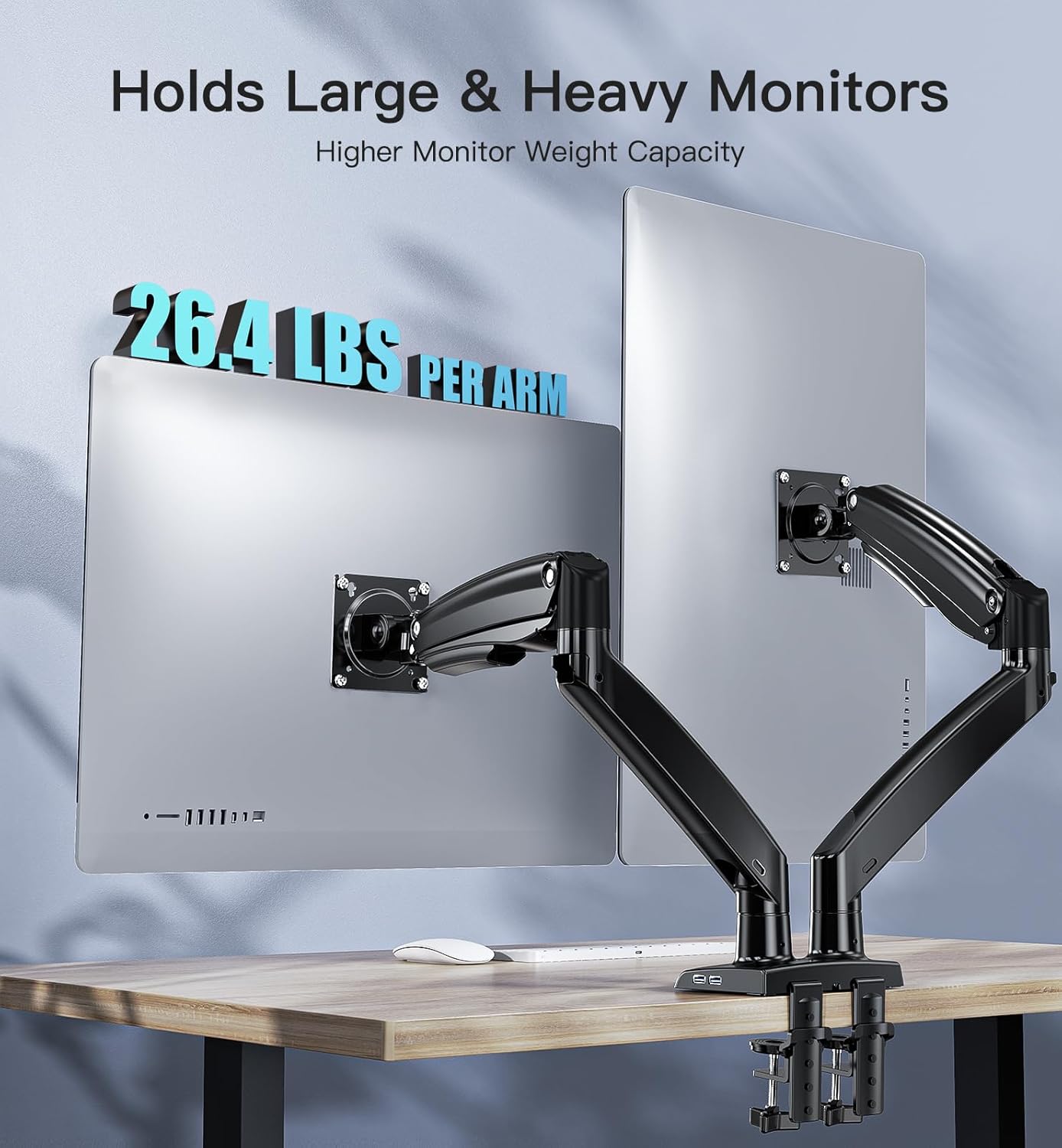 HUANUO Dual Monitor Arm – Heavy Duty Gas Spring Mount for 22-40 Inch Screens