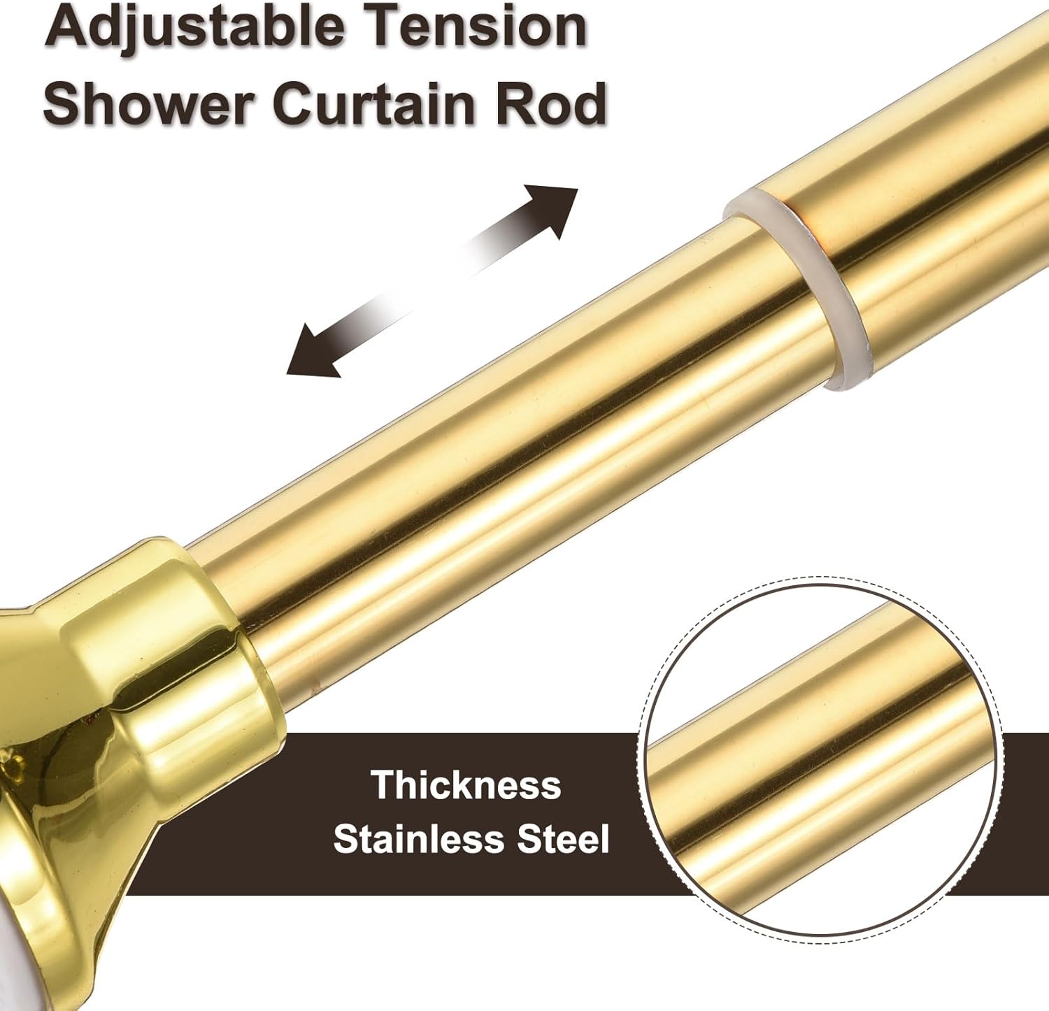 Massive Discounts Gold Stainless Steel Tension Shower Curtain Rod | 70-120cm