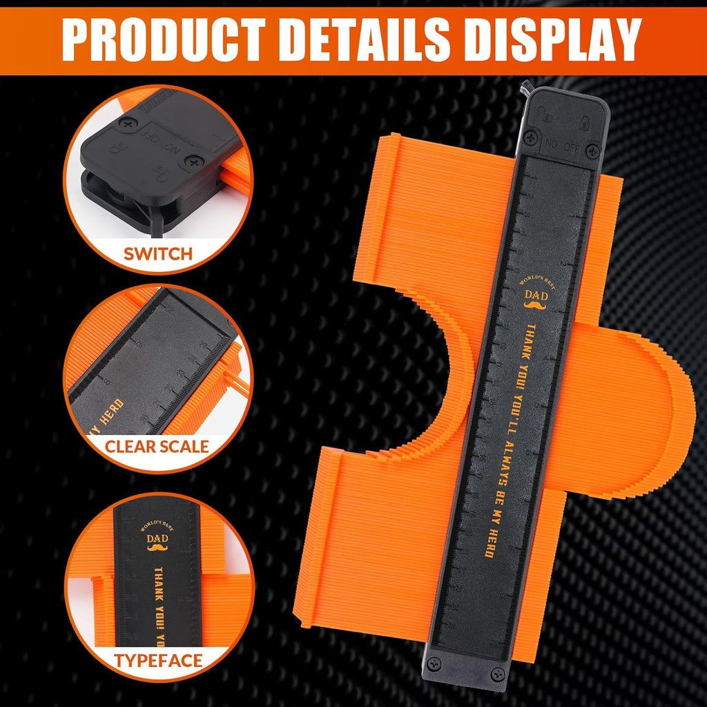 Charfia 10 Inch Contour Gauge | Adjustable Profile Ruler with Lock