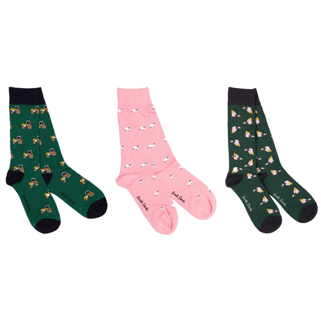 Swole Panda Men's Bamboo Socks Gift Box – 3 Pair Farm Theme Set