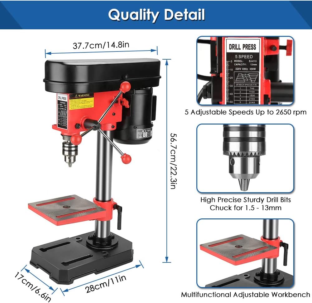 Massive Discounts Mini Bench Drill Press – 350W 5-Speed Pillar Drill