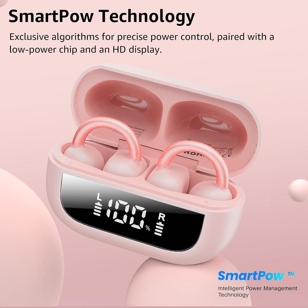 TOZO Open Ear Headphones - Clip On Wireless Earbuds with 40H Playtime