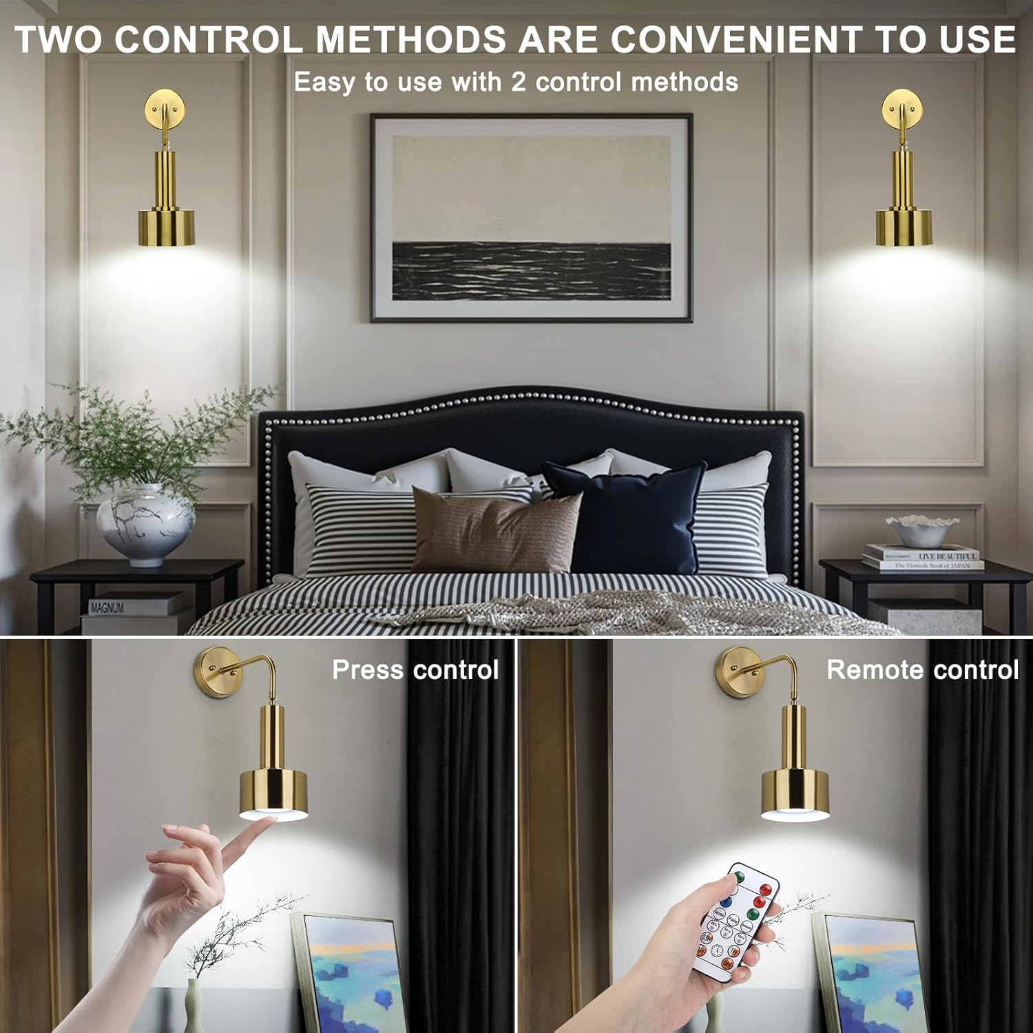 Lightsjoy RGB Wireless Wall Sconce – Rechargeable Magnetic Gold Lamp