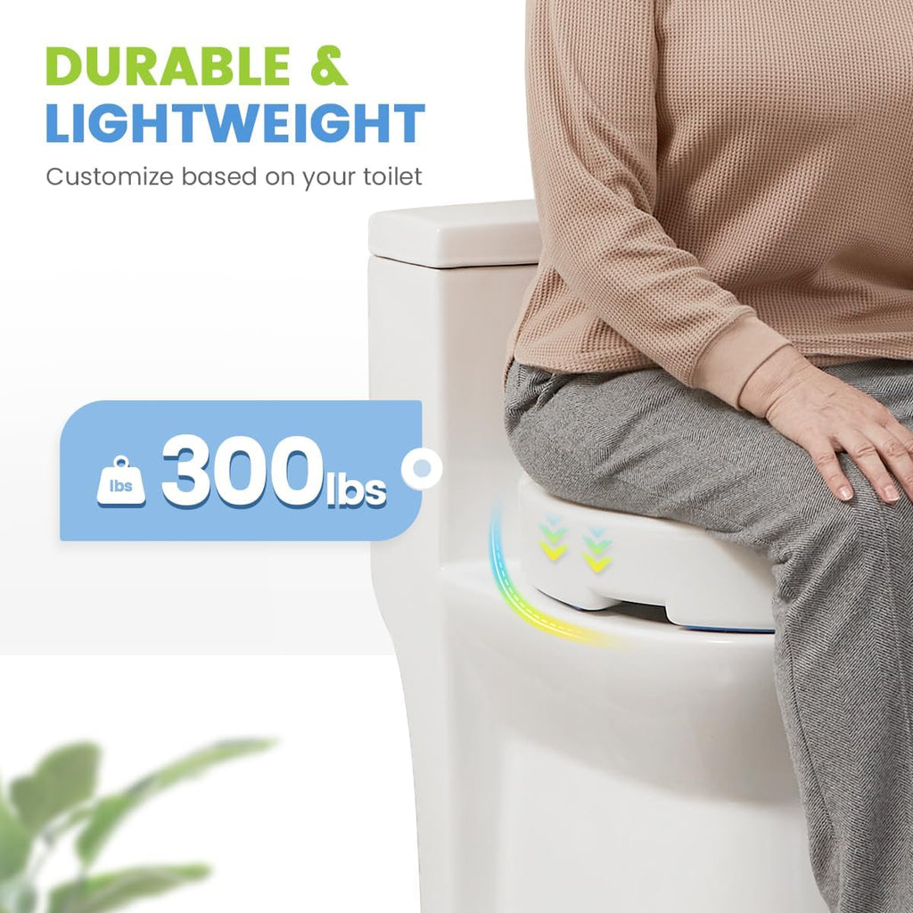 OasisSpace Hinged Toilet Seat Riser | 10cm Elevated Elongated Seat