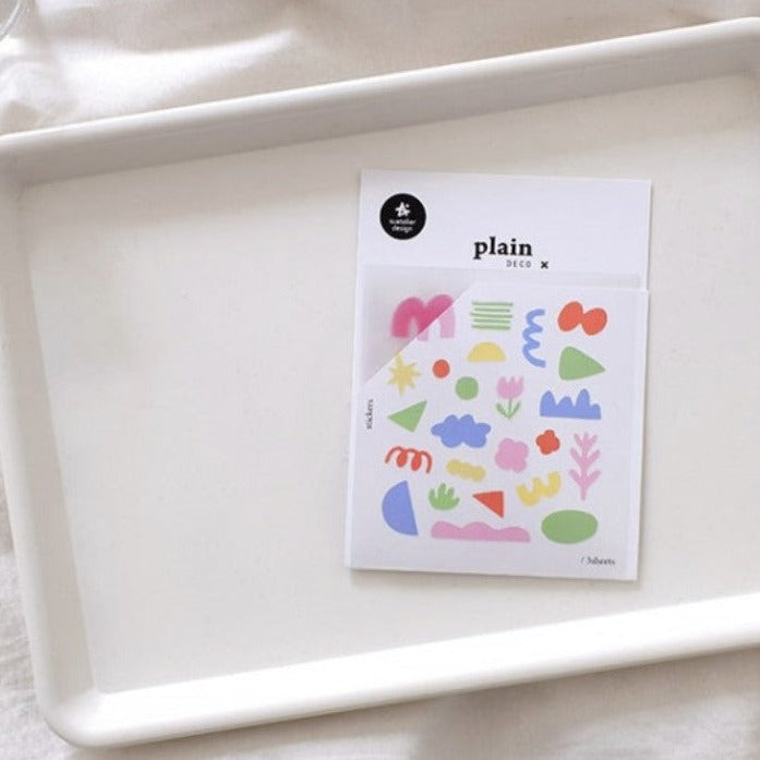 Suatelier Plain.72 Korean Decorative Stickers for Journaling - 3 Sheets
