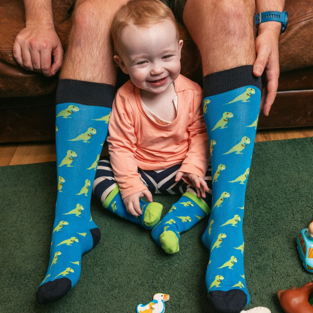 Swole Panda T-Rex Matching Bamboo Socks – Soft Dinosaur Novelty Socks
