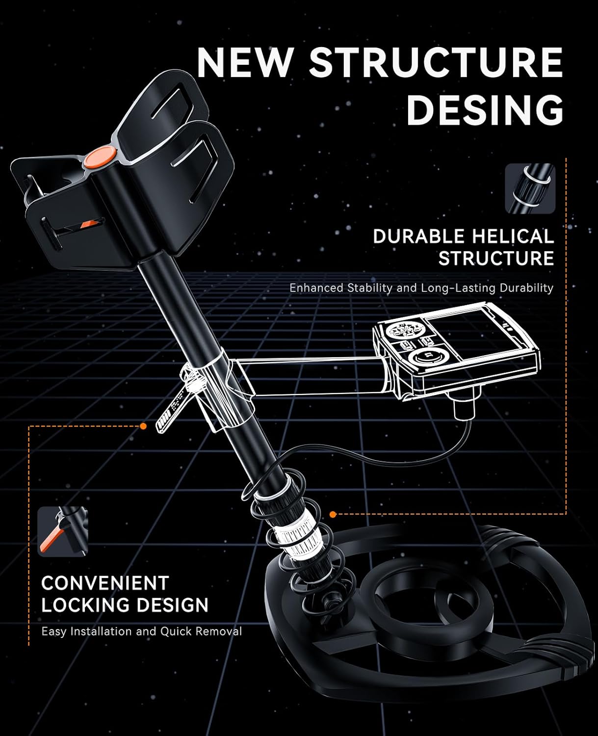SUNPOW Professional Metal Detector | 30cm Waterproof Coil & Dual LCD