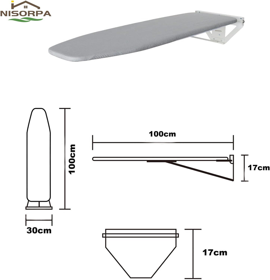 Nisorpa Wall Mounted Ironing Board – Fold Down Space Saving Metal