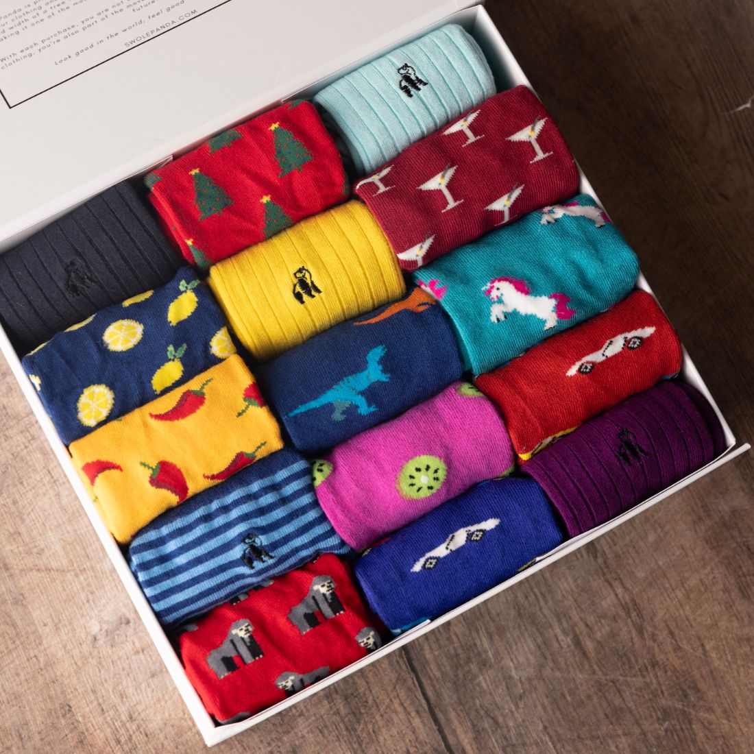 Swole Panda Bamboo Socks Gift Box – 15 Pair Luxury Breathable Set