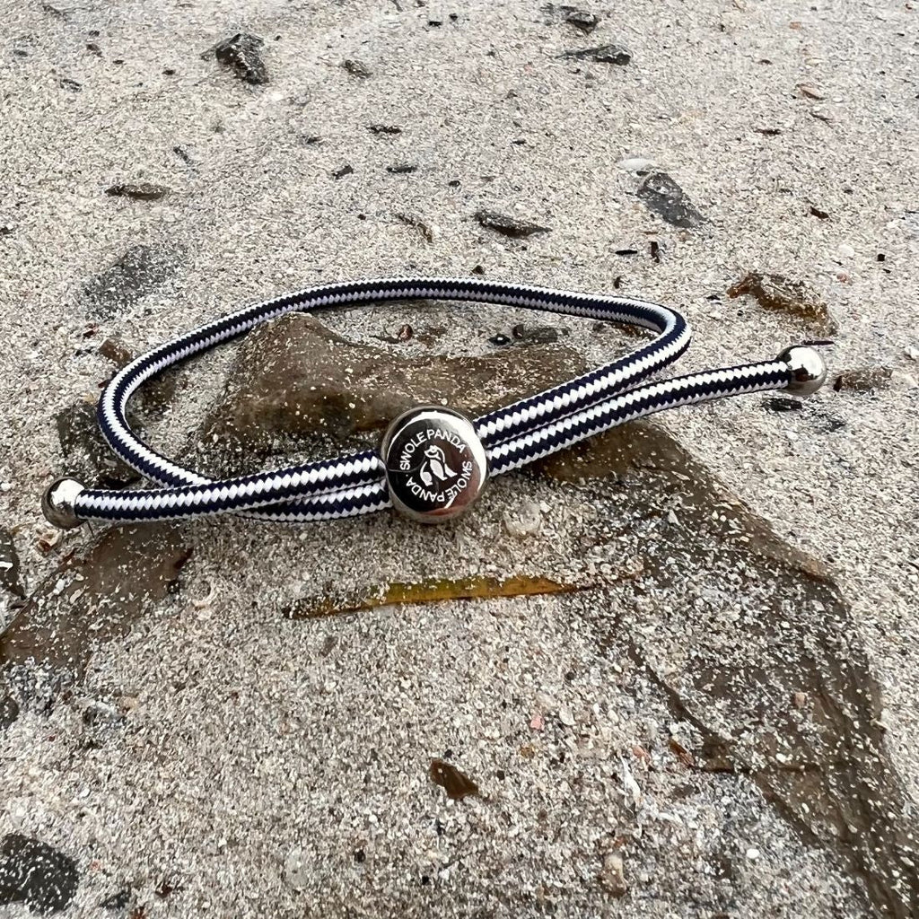 Swole Panda White Stripe Rope Bracelet – Recycled Ocean Plastic Unisex