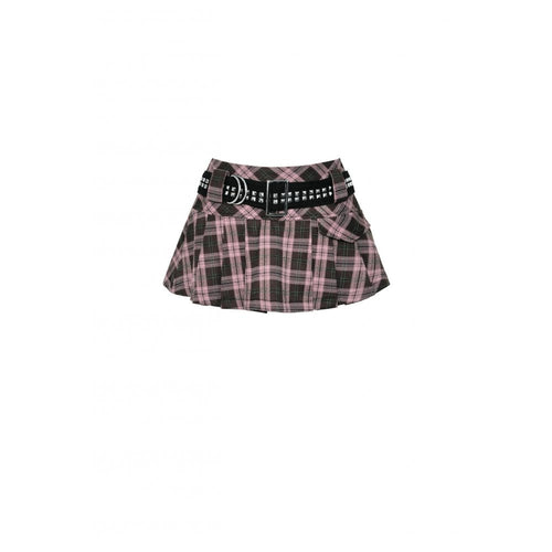 Dark in Love Rowan Pink Plaid Mini Skirt – Pleated Punk Grunge Style