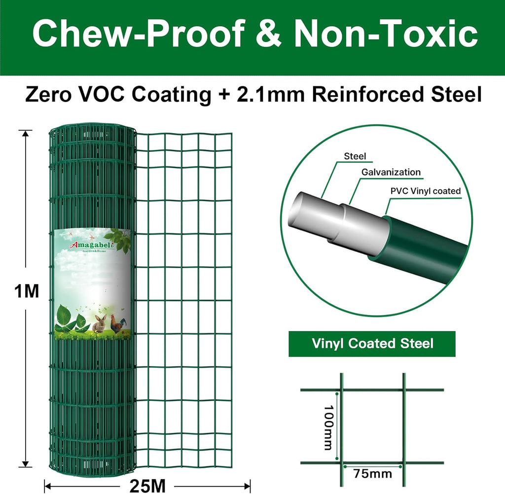 Massive Discounts Green PVC Coated Welded Wire Mesh Garden Fence – 1M x 25M