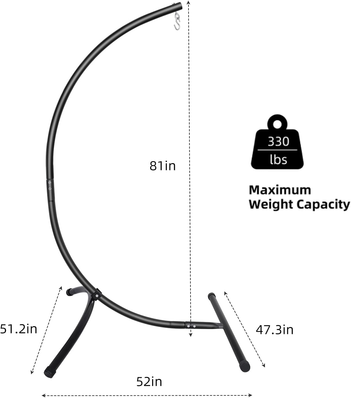 GOUTIME C-Shape Hammock Chair Stand | Heavy Duty Steel Swing Frame