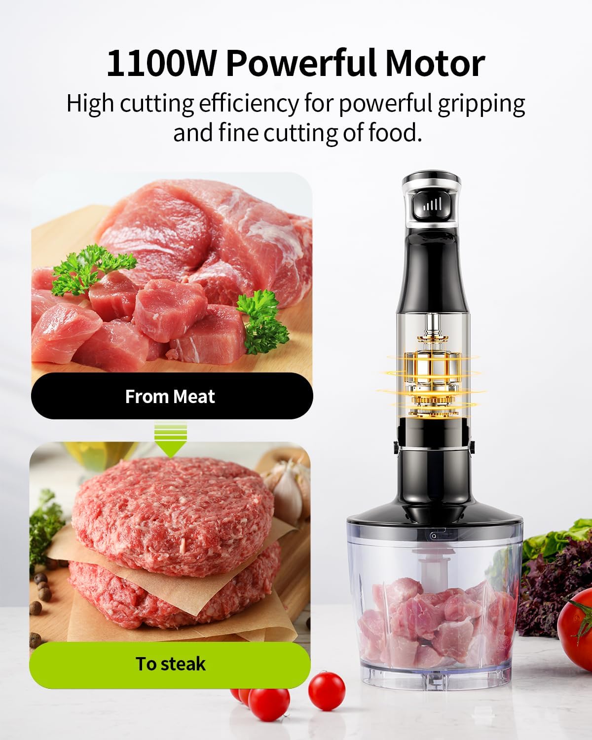 SHARDOR 5-in-1 Hand Blender | 1100W Immersion Stick Mixer with 20 Speeds