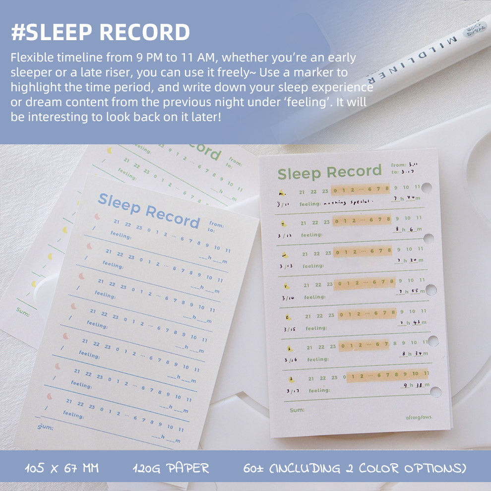 Sleep Tracker Memo Pad by LuLuFun Studio - 60 Sheet Sleep Record Notes