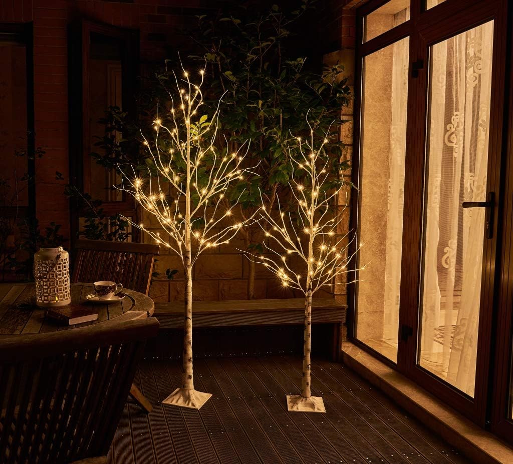 EAMBRITE LED Birch Tree Set 5FT & 6FT | Warm White Twig Trees