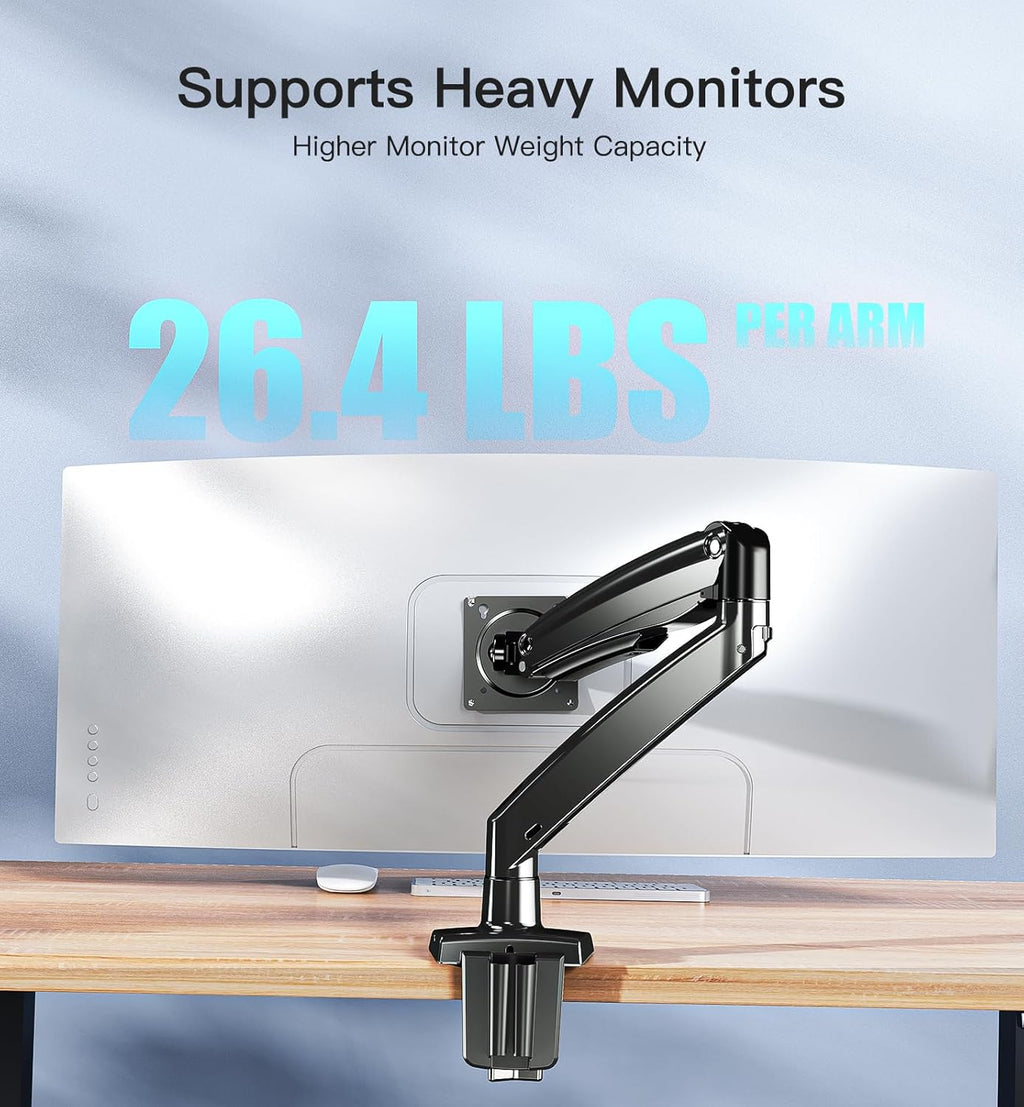 HUANUO Single Monitor Arm - Desk Mount with USB for 13–40 Inch Screens