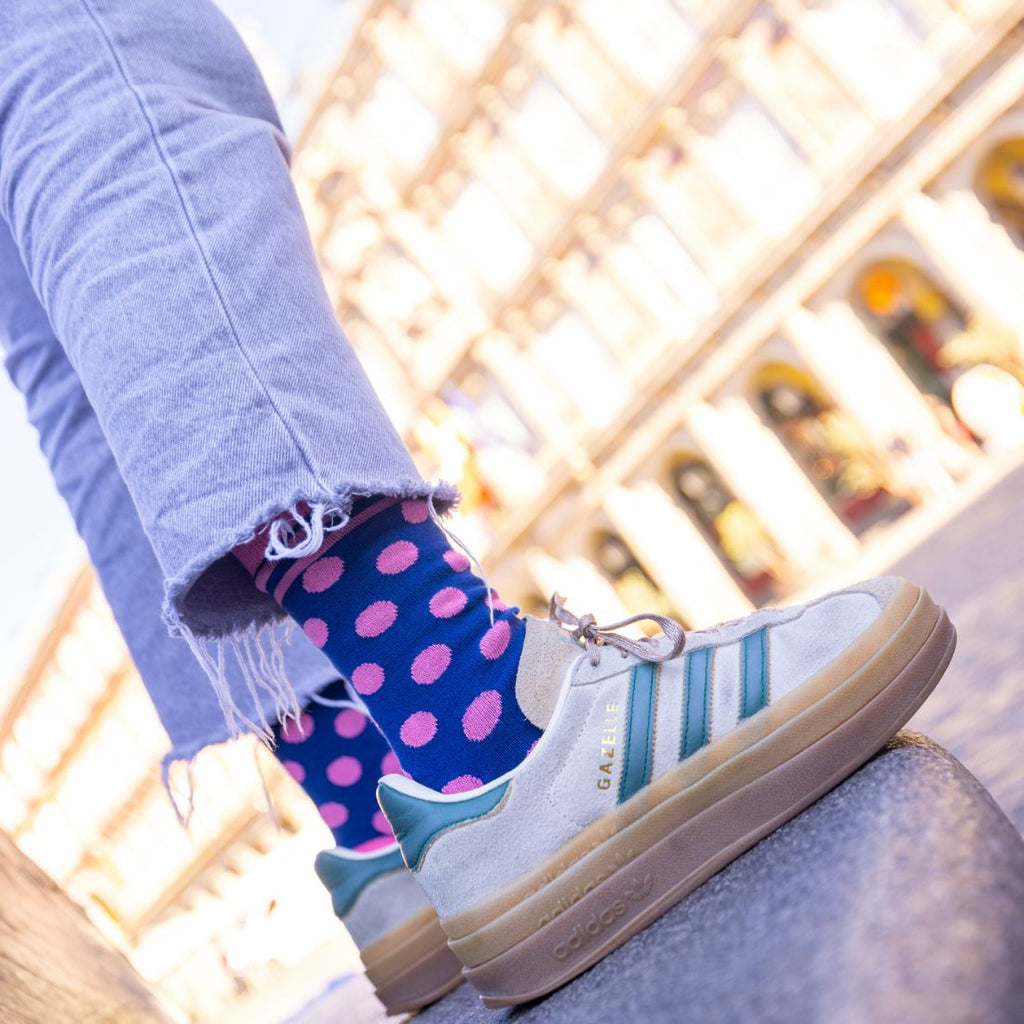 Swole Panda Navy and Pink Polka Dot Bamboo Socks – Soft & Breathable
