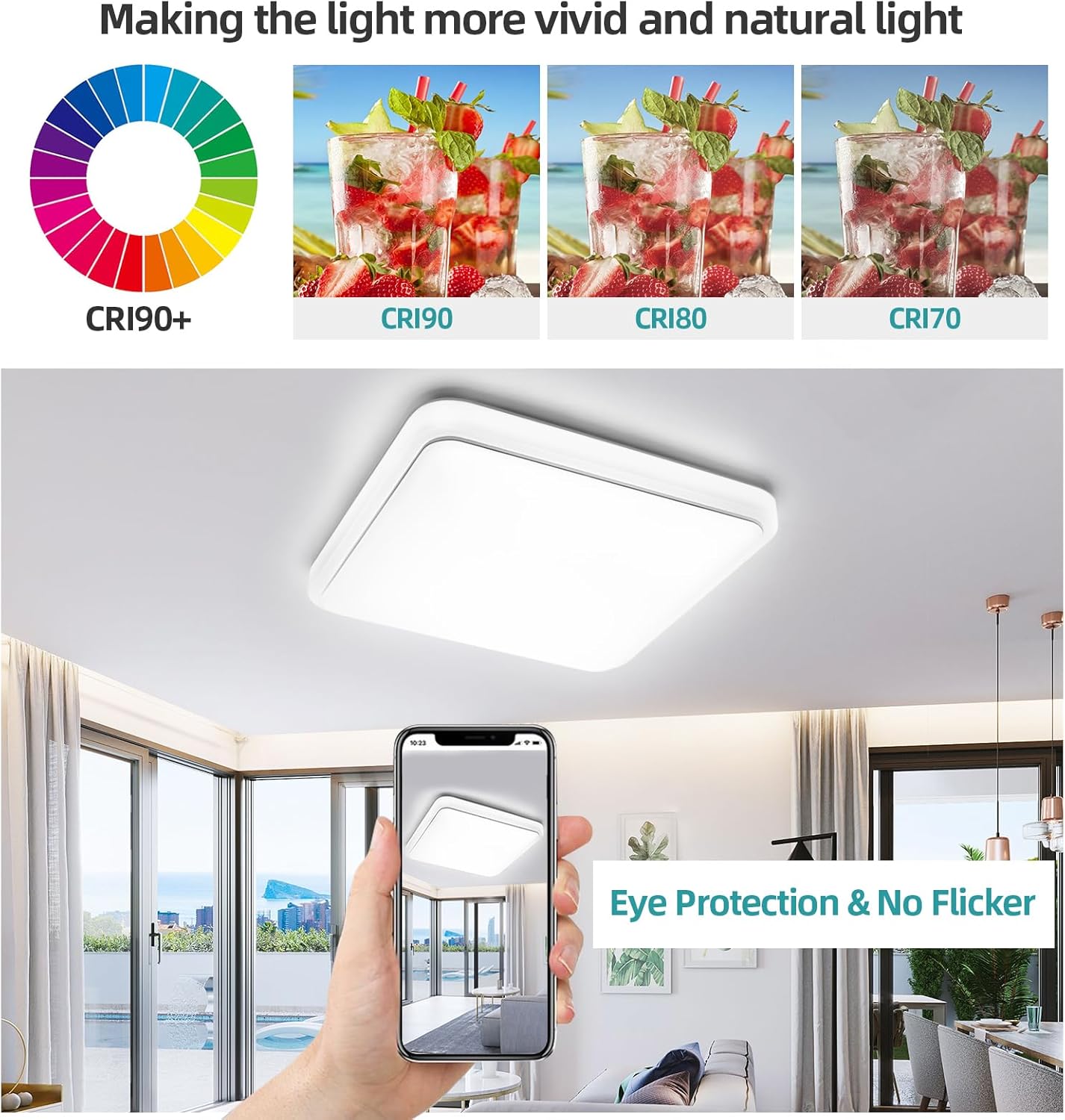 Massive Discounts 72W LED Ceiling Light – 48cm Modern Flush Mount 6000K