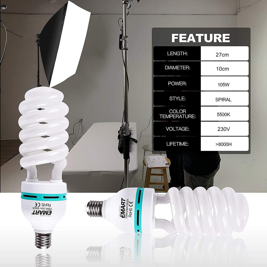 Emart 50x70cm Softbox Lighting Kit | 105W Continuous Studio Light