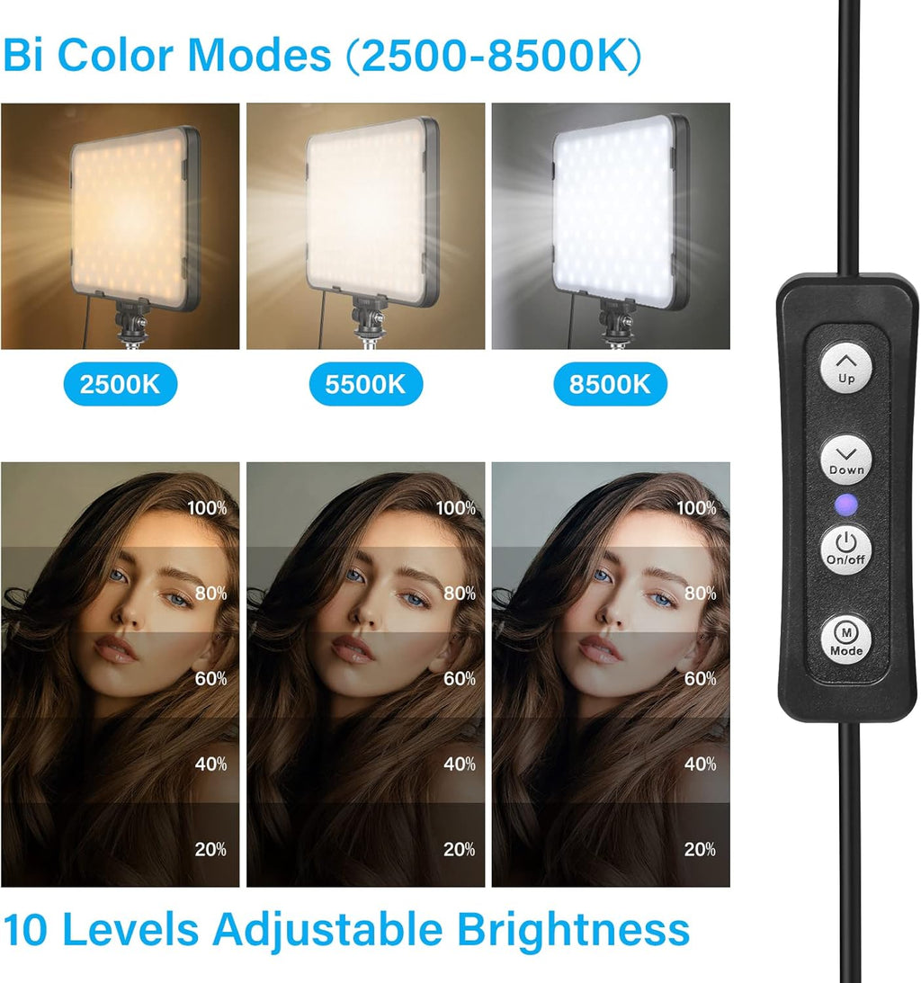 Obeamiu LED Video Light 2-Pack Kit | Dimmable USB Studio Lights with 63" Tripods